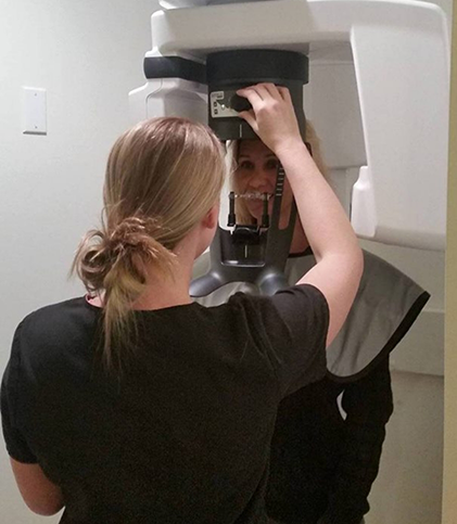 About to take a digital X ray