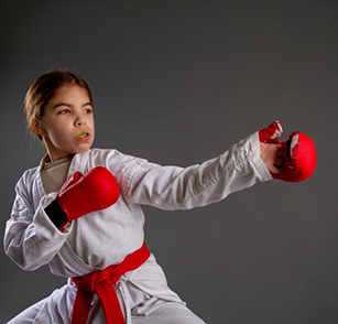 Little girl in karate gi