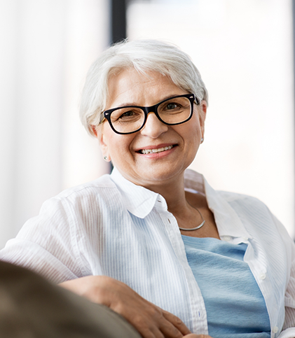 Older female patient with glasses