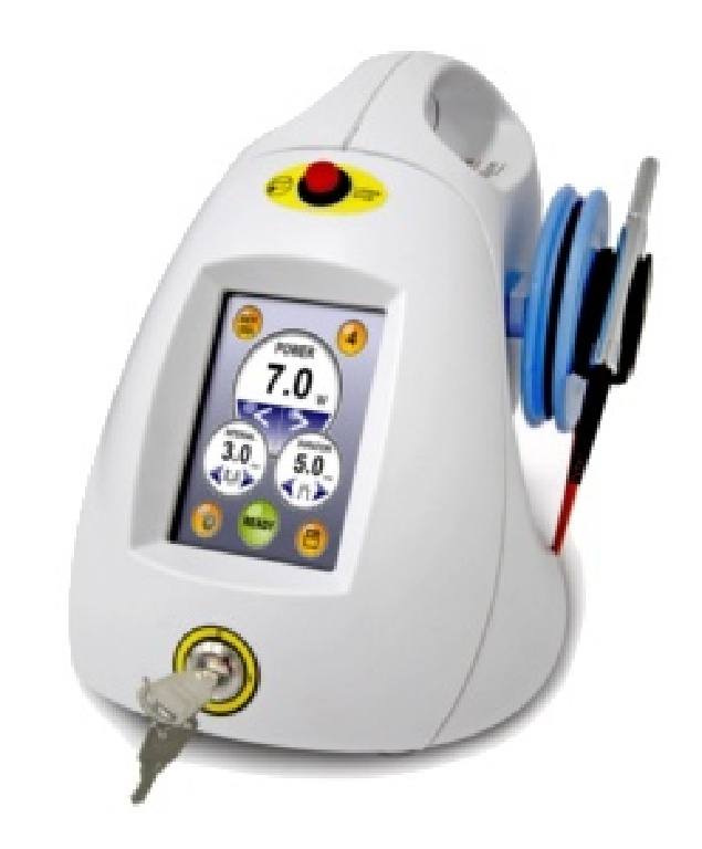 Dental laser device attached to a small screen