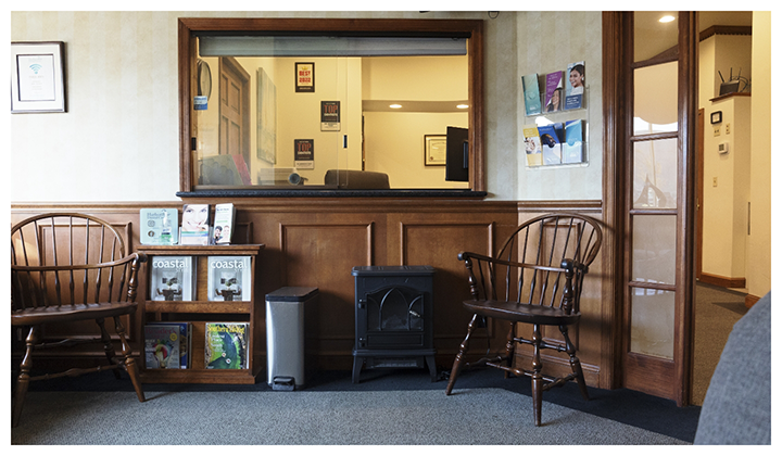 Reception desk in dental office