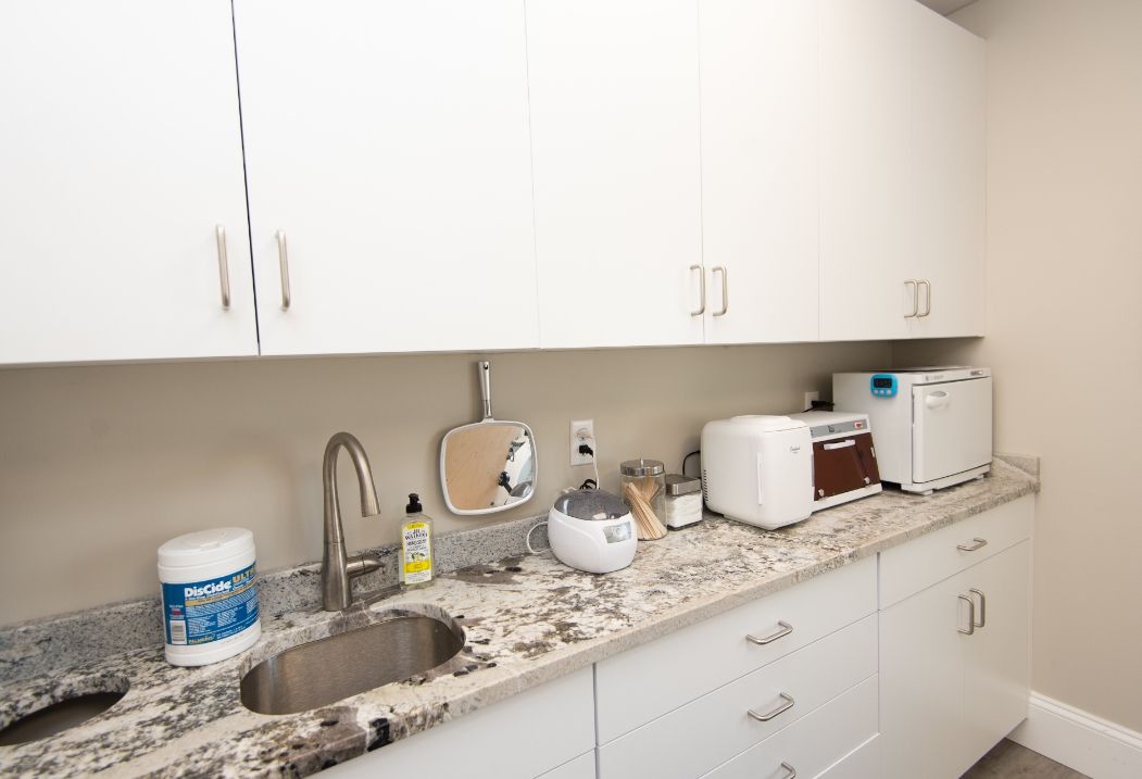 Countertop with dental instruments