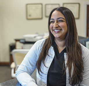 Close up of female patient smiling