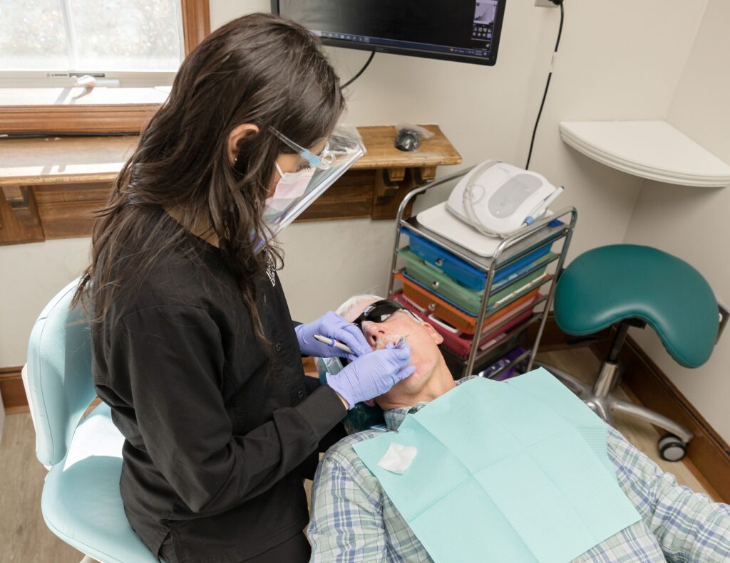 Man having his teeth cleaned
